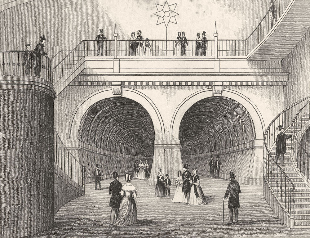 LONDON. Thames Tunnel from the circular staircase. Overground. DUGDALE 1835